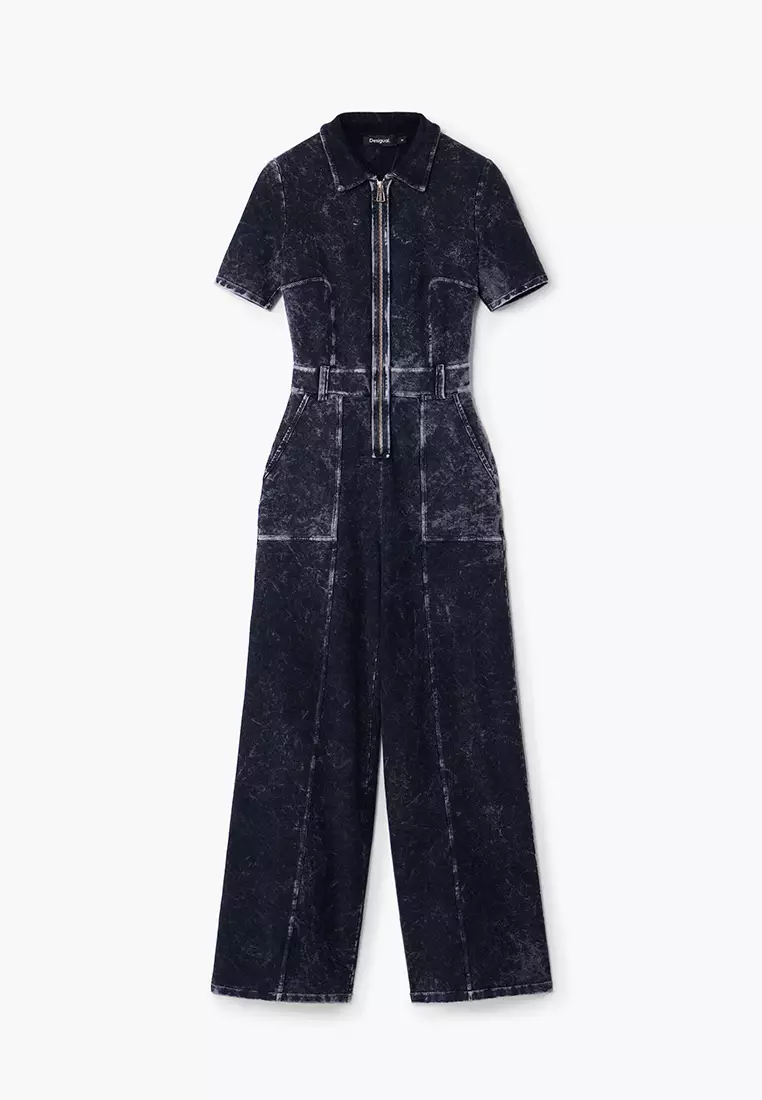 Desigual Woman Washed-effect denim jumpsuit.