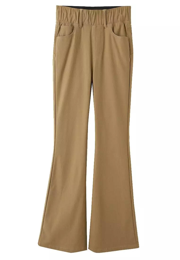 High-Waist Shaping Flared Pants with Stretch Wide Waistband [BA7617]
