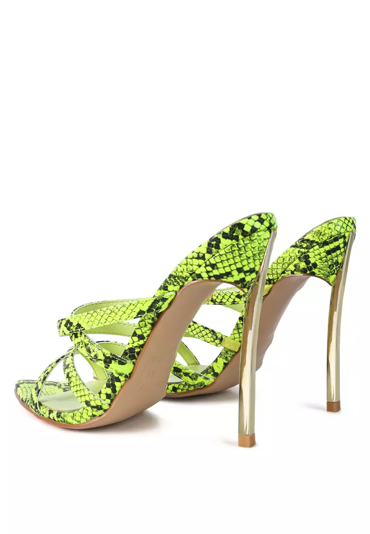 Buy London Rag Neon Snake Print High Heeled Sandals Online