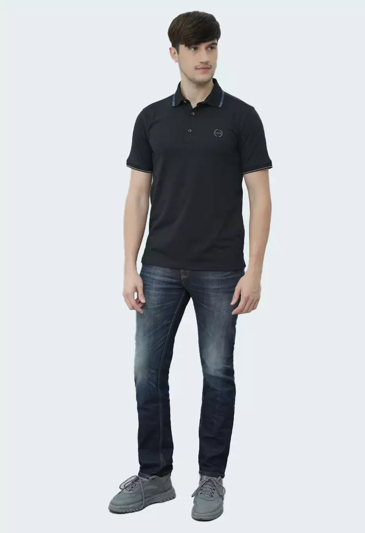 LGS - Kaos Polo Casual Pria Lengan Pendek Kerah Wangky Warna Hitam Slim Fit - JWS.325.J3406F.33.C