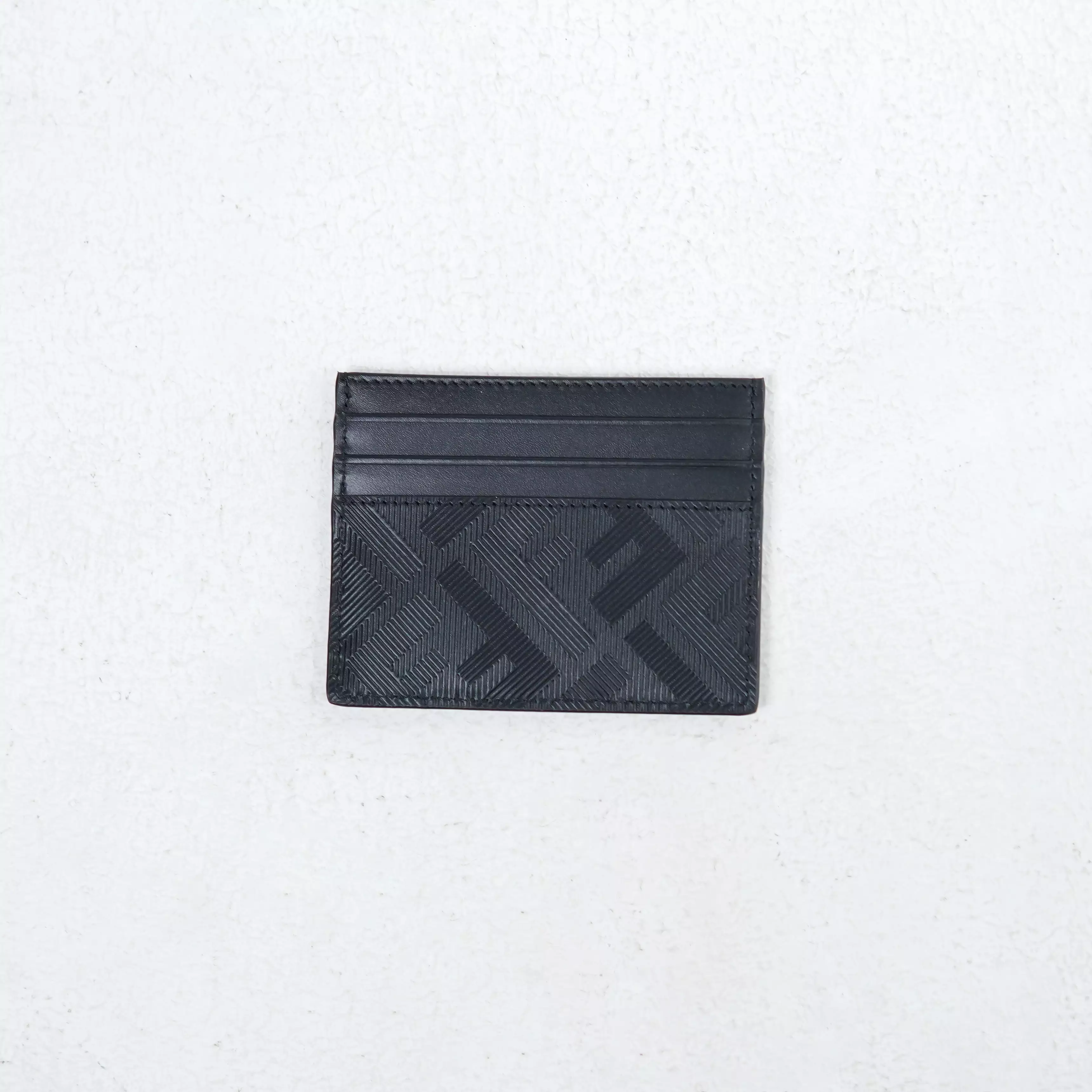 Dompet FENDI FF MONOGRAM DIAGONAL ALL BLACK CARD HOLDER 100% ORIGINAL