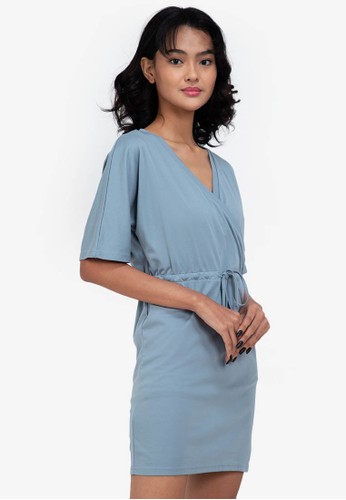 ZALORA BASICS blue Jersey Wrap Drawstring Dress 8DA41AA6A35D62GS_1