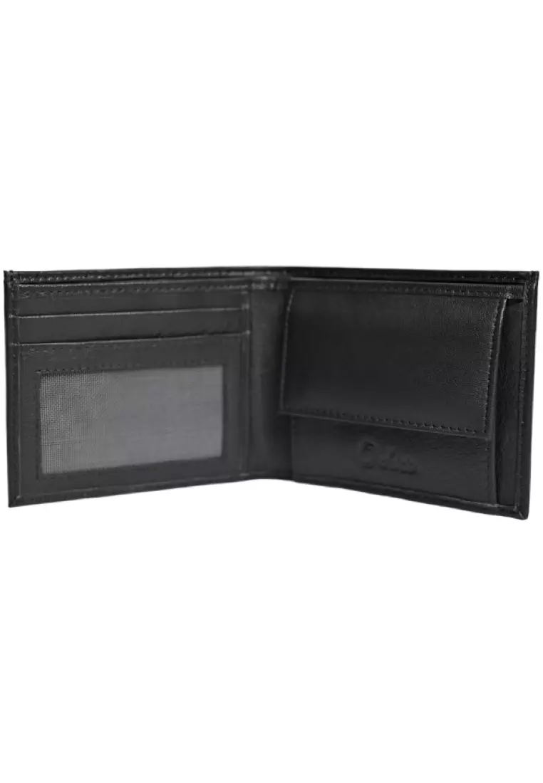 Wallet Men Black with coin pouch -Bifold Lucky Wallet- Full Grain Leather Wallet with NO HOLE-Black Wallet - 3704 Oxhide
