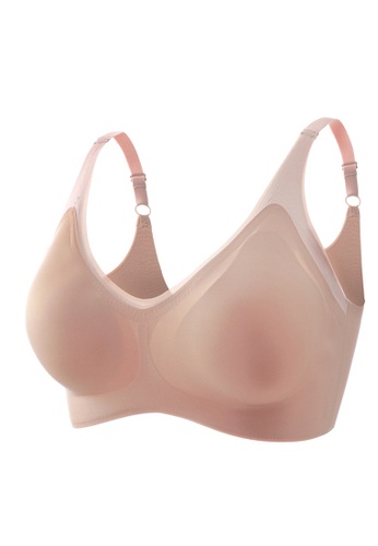 ZITIQUE pink Contrast Color Latex Bra Without Steel Ring-Pink C7FD1US3835881GS_1