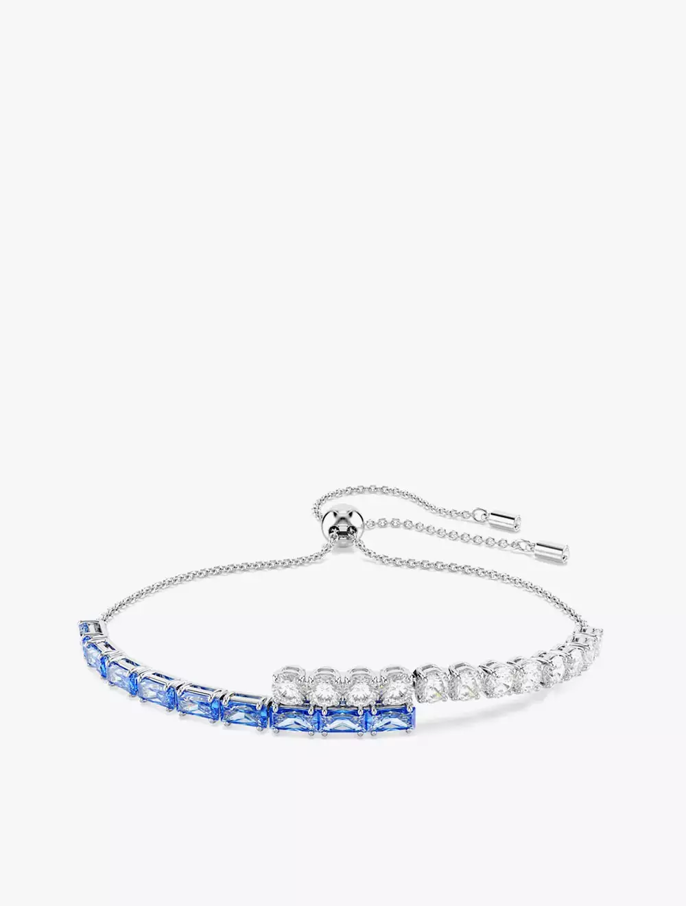 Matrix bracelet, Mixed cuts, Blue, Rhodium plated