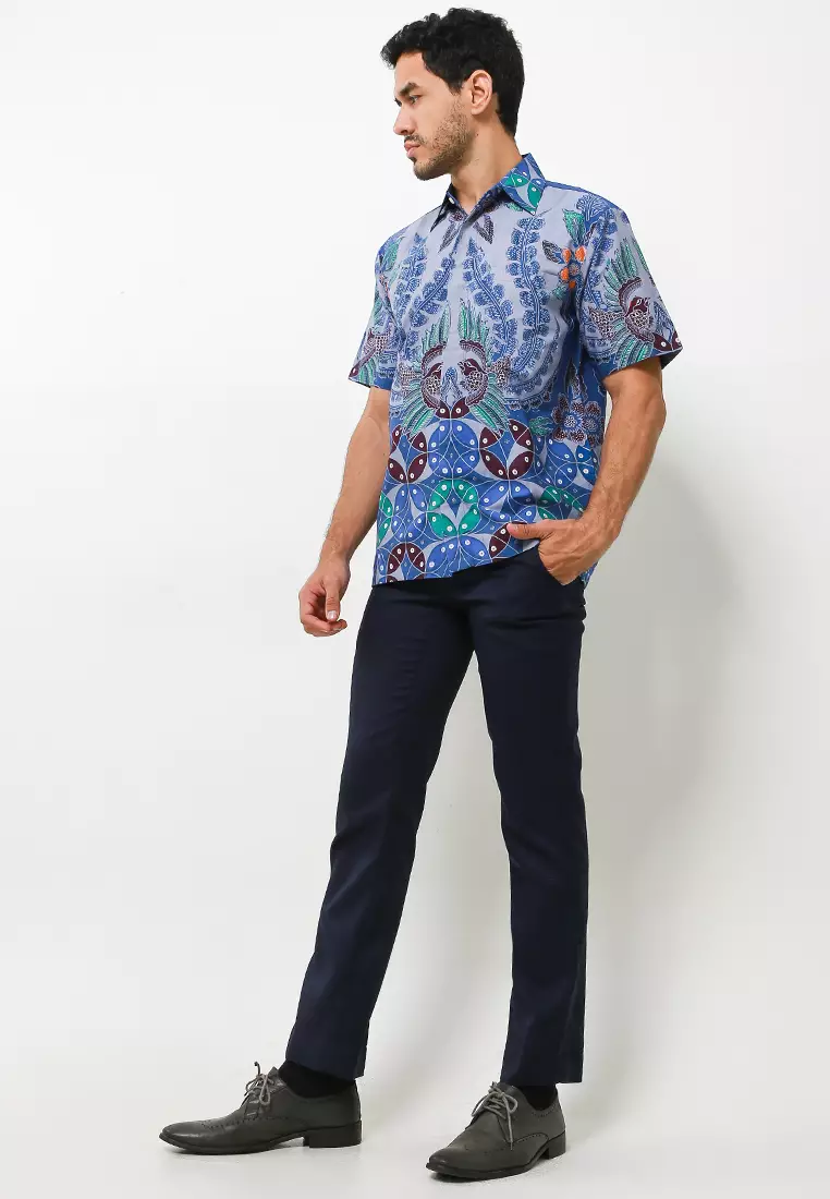Sambara Kemeja Batik Tulis Premium Pria Casual Modern Lengan Pendek