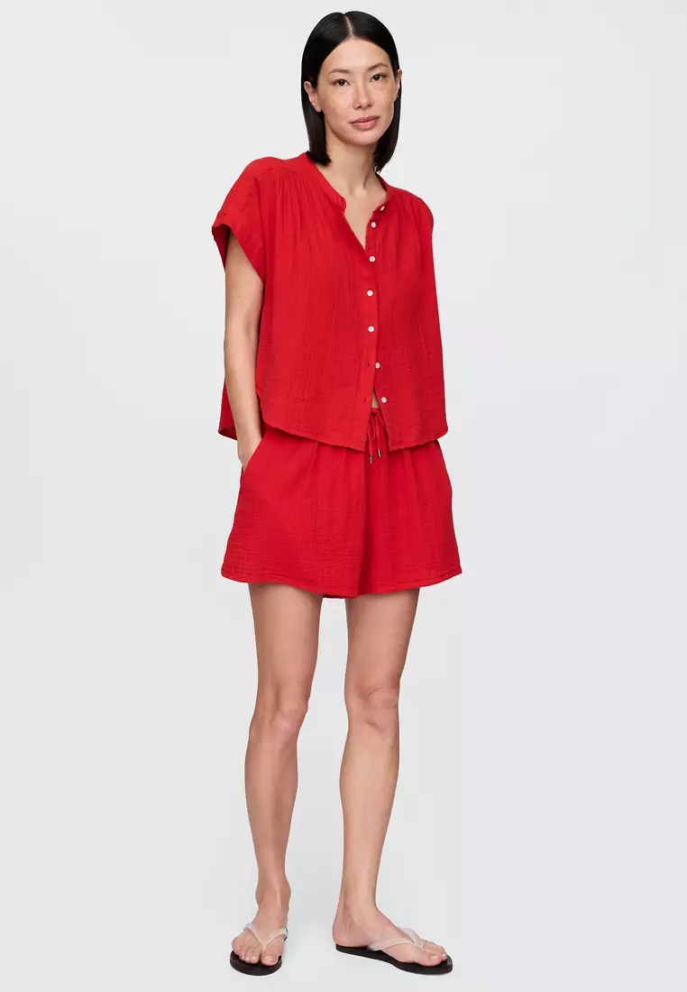 Crinkle Gauze Dolman Shirt