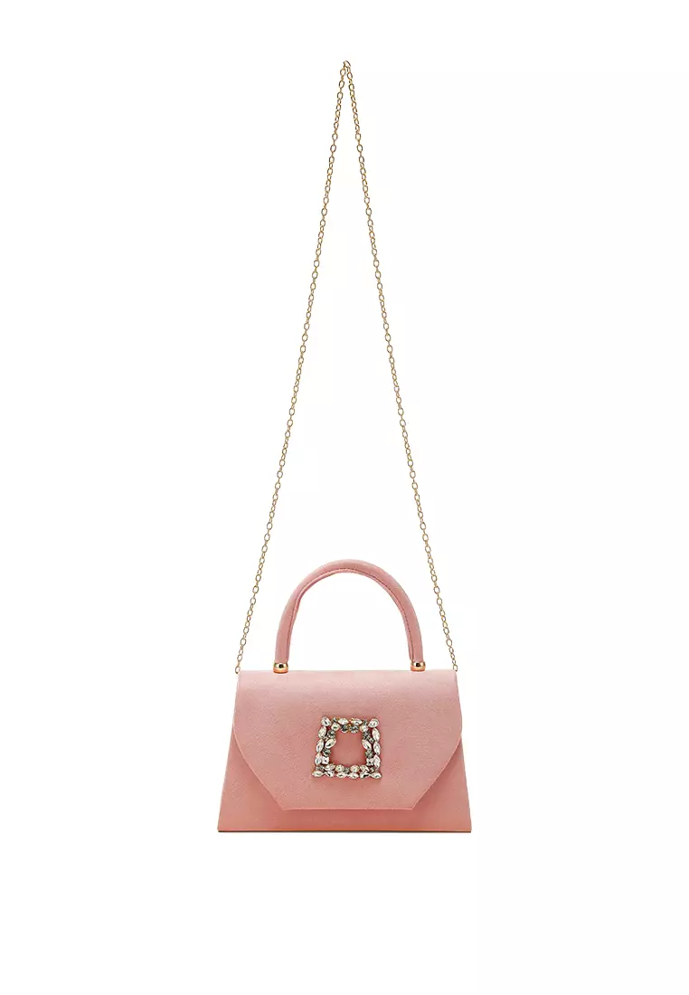 Mini Top Handle Brooch Bag in Pink