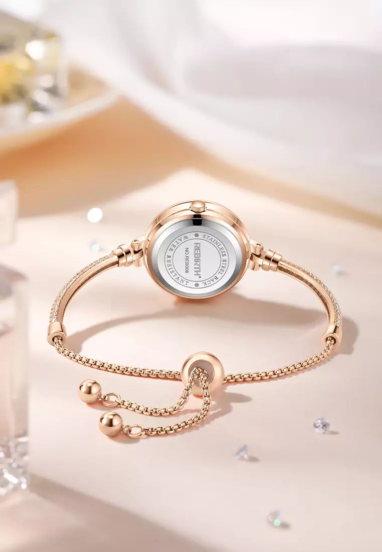 Jam Tangan Wanita Anti Air Gelang Gaya Berlian Tali Merenggang Jam Tangan Cewek Original rose pink