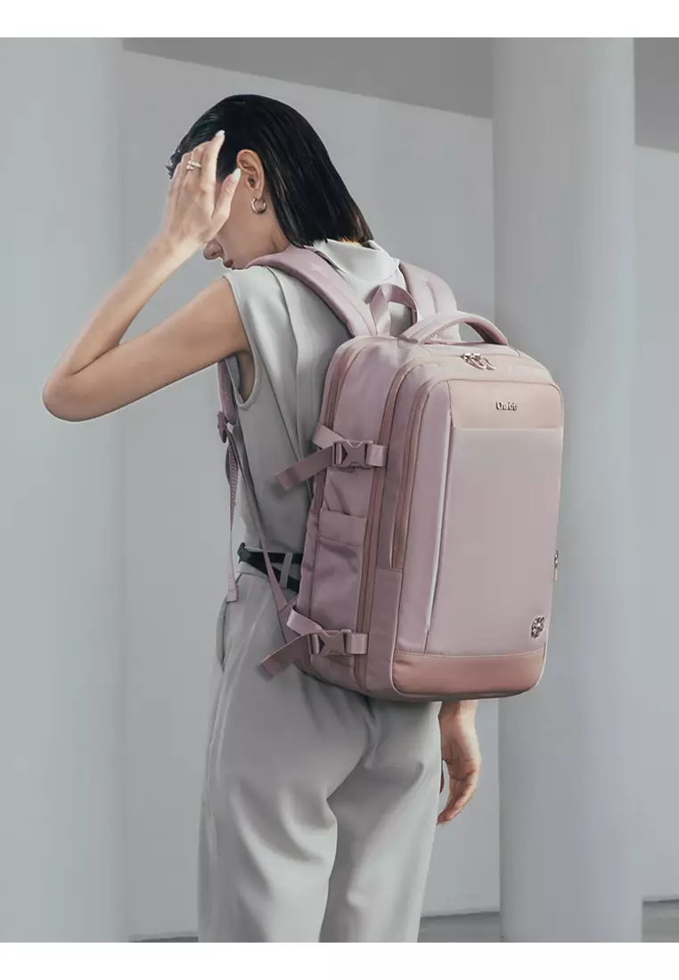 Waterproof Expandable 3 Zipper Suitcase with USB Port Large Backpack for Women