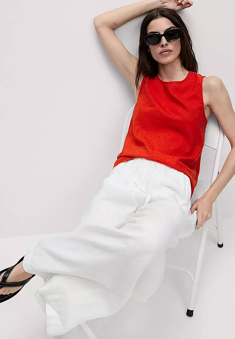 Linen Rich Cross Back Tank Top