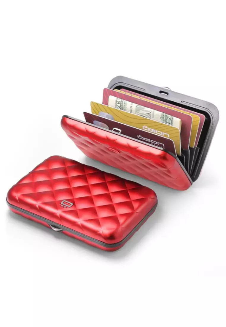 Quilted Button Aluminium Wallet-1000003-Red