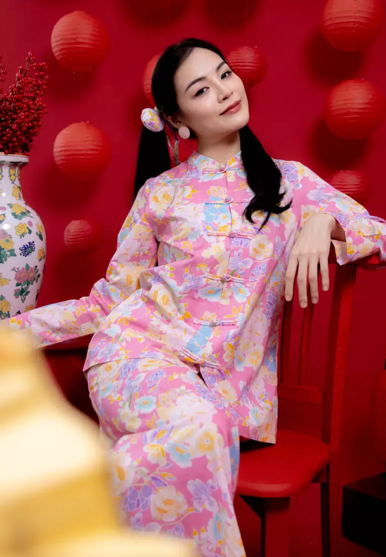 Bayu Somerset Mandarin Kurung - Pink