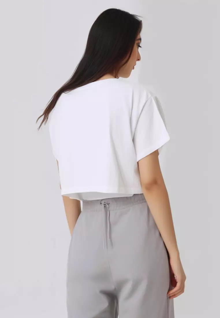 LTF52 crop top tee t shirt oversize "gold star" putih