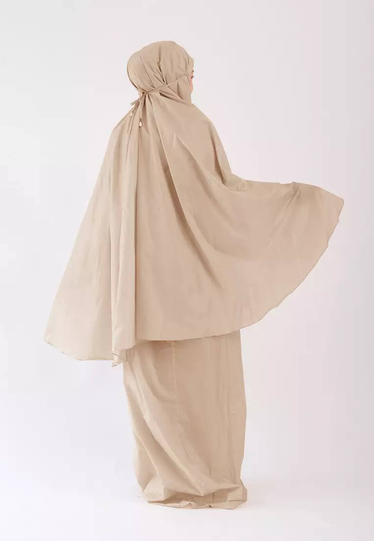 Zelena - Nira Mukena Travel Basic 2in1 Resleting - Creamy Brown