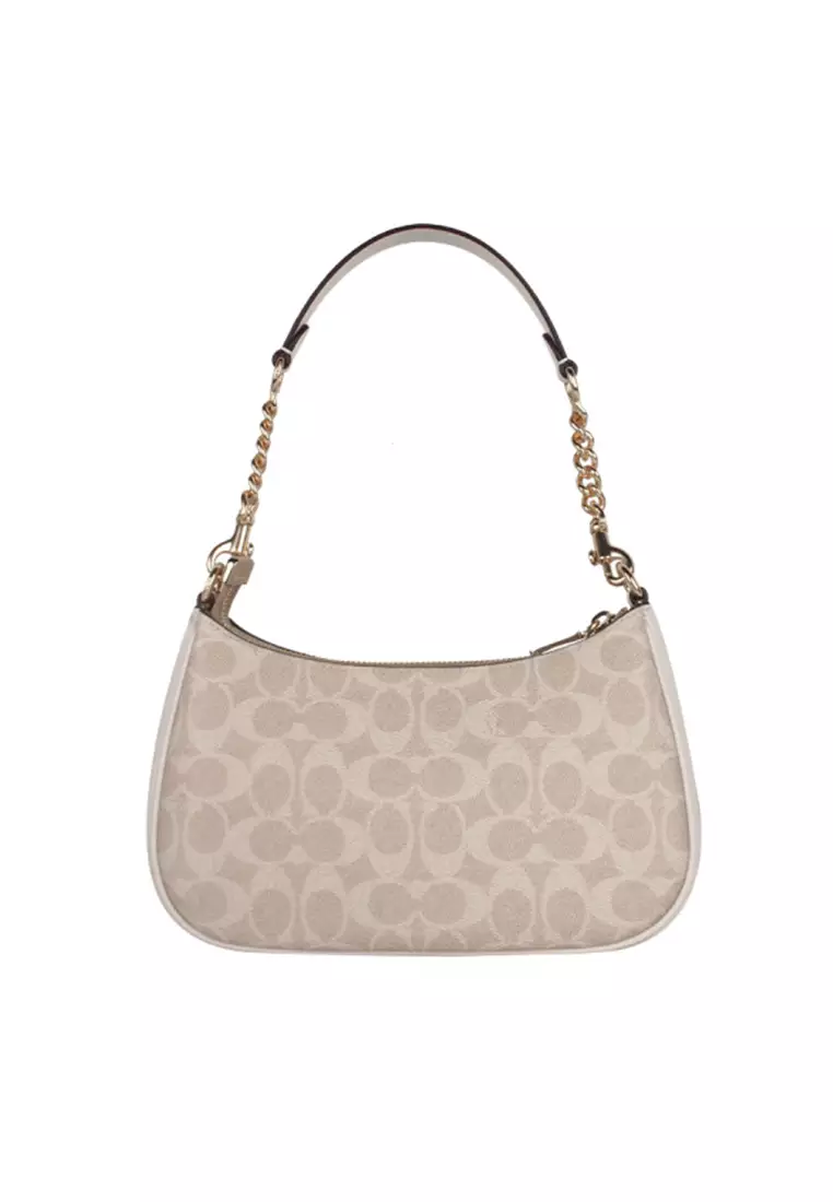 Teri Shoulder Bag In Signature Canvas Sand Chalk CV933
