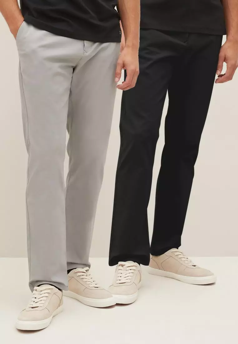 Buy NEXT Slim Stretch Chino Trousers 2 Pack 2023 Online ZALORA