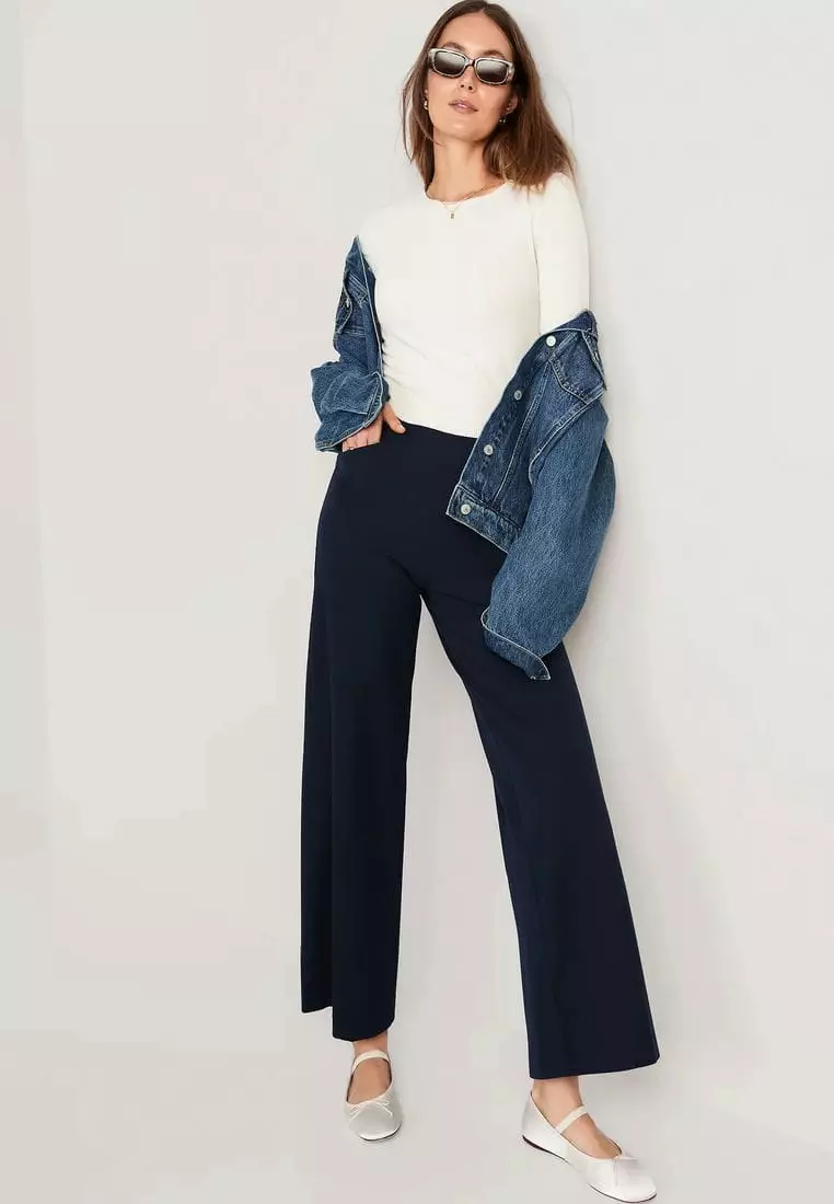 High-Waisted Pull-On Pixie Wide-Leg Pants