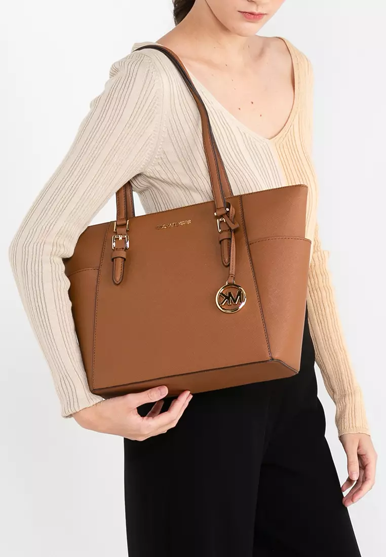 Michael Kors Charlotte Top Zip Tote Brown MK Signature + Continental  Wristlet