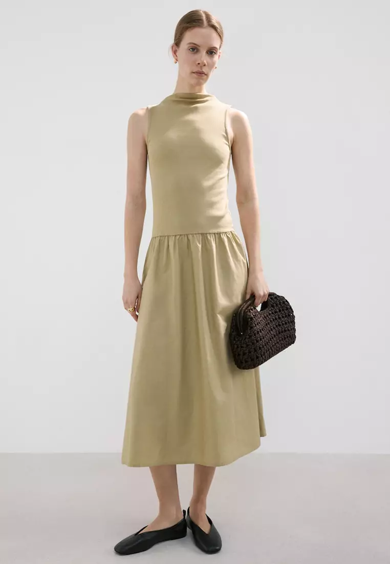 Contrast-Bodice Dress
