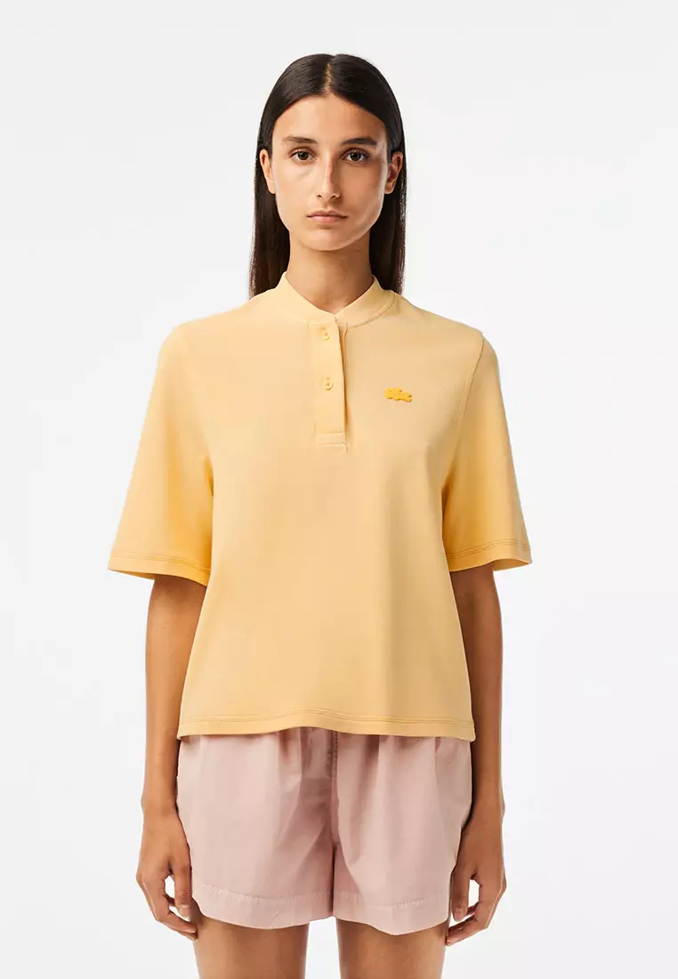 Double Sided Cotton Piqué Oversized Polo Shirt