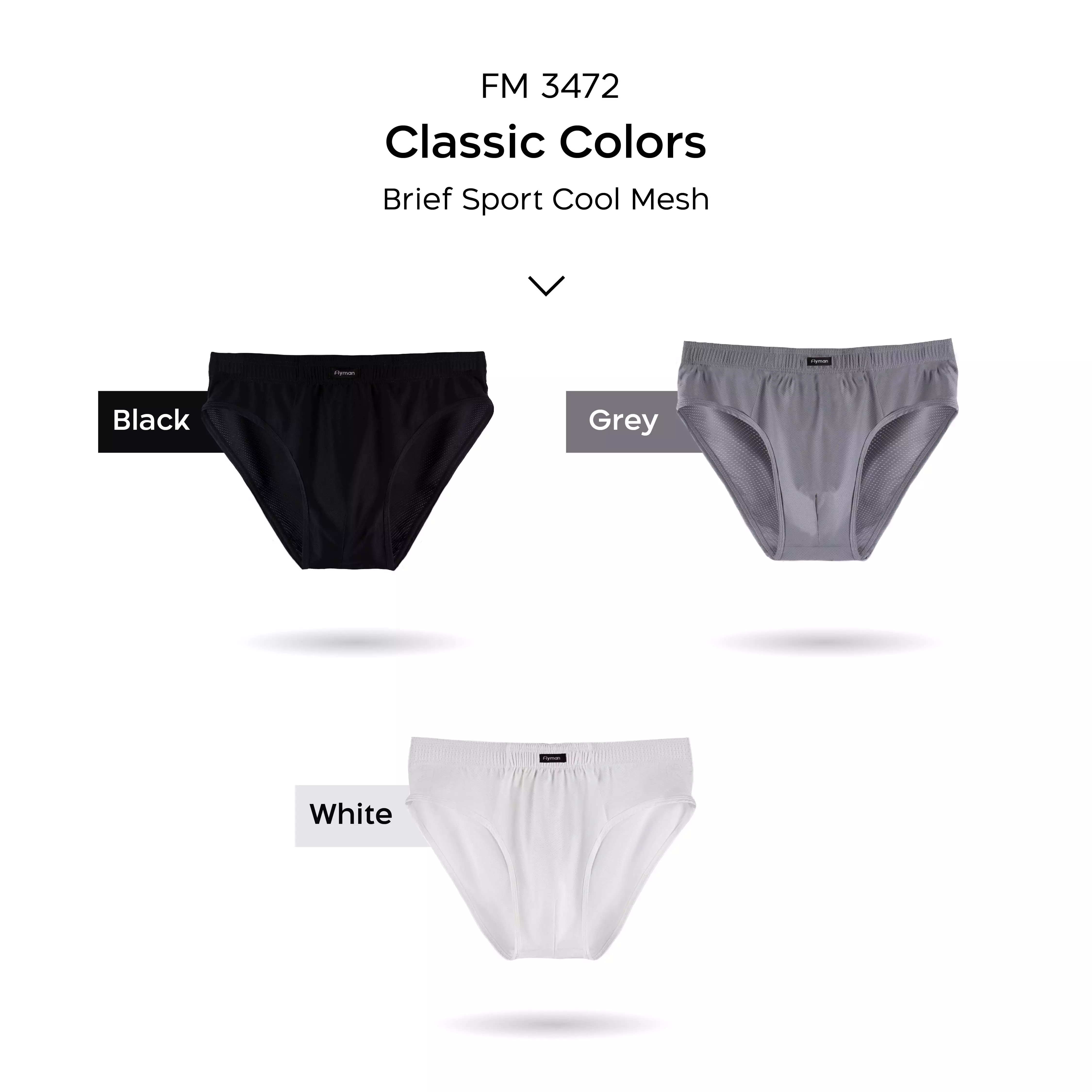 Flyman Ice Silk Big Size Briefs 1 pcs FM 3472 - Onyx