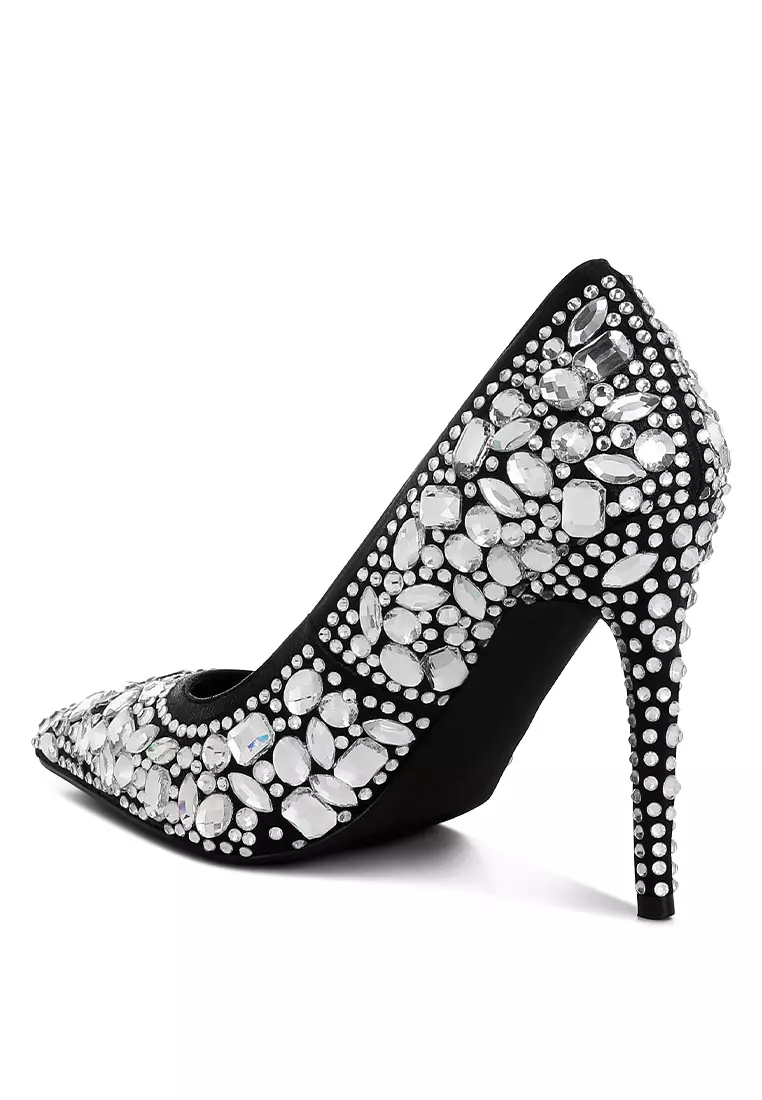 Diamante & Rhinestone Embellishments Pumps in Black