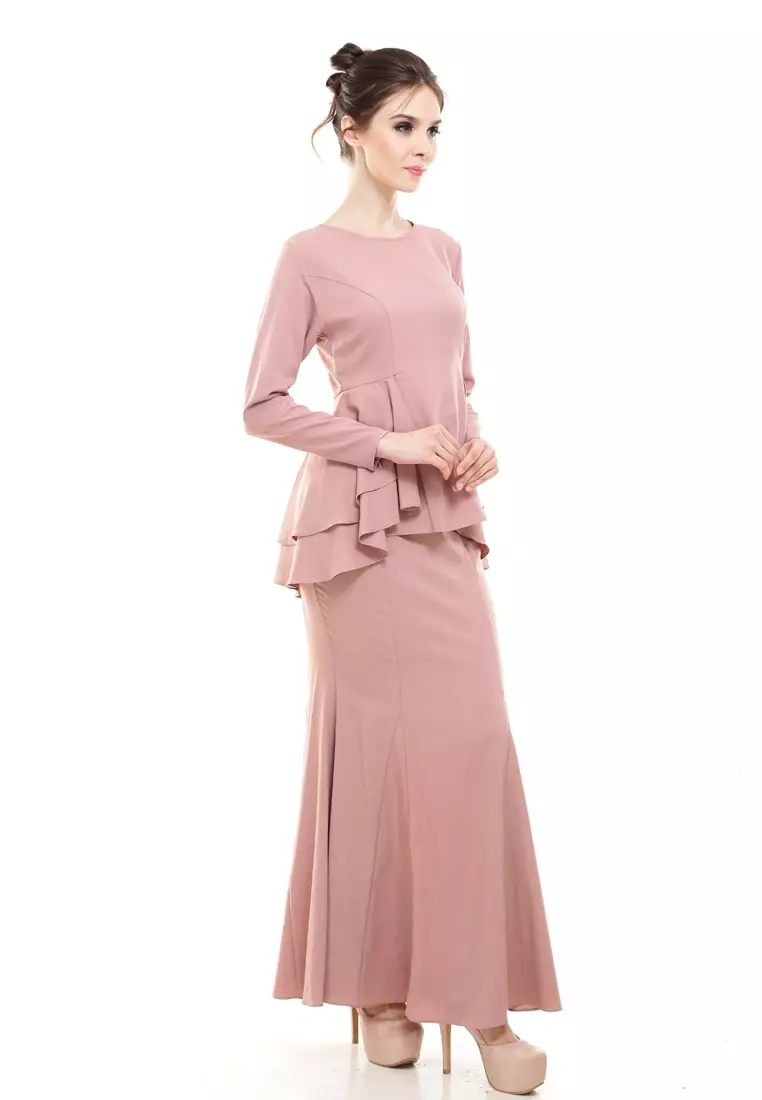 Lora Peplum in Peach Nude