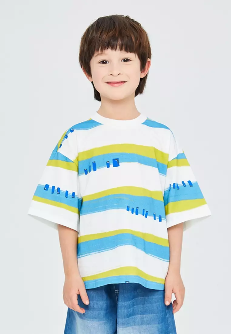 Multi Color Rugby Short Sleeve Cotton T-Shirt