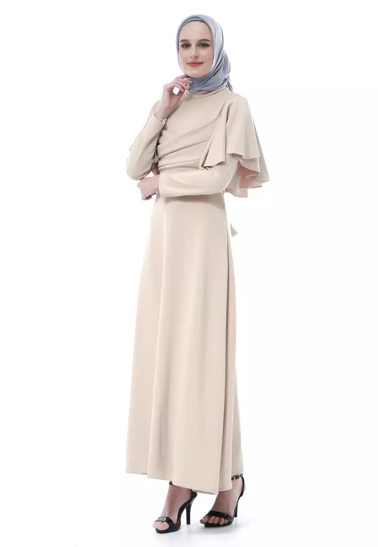 Zeta Dress Fashion Muslimah Wanita Long Sleeve Style Basic Relaxed Fit - Cream