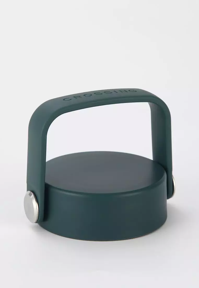 Crossing Urban Ceramic S/S Insulated Flat Cap Bottle With Handle 600ml - Squash (Dark Green)