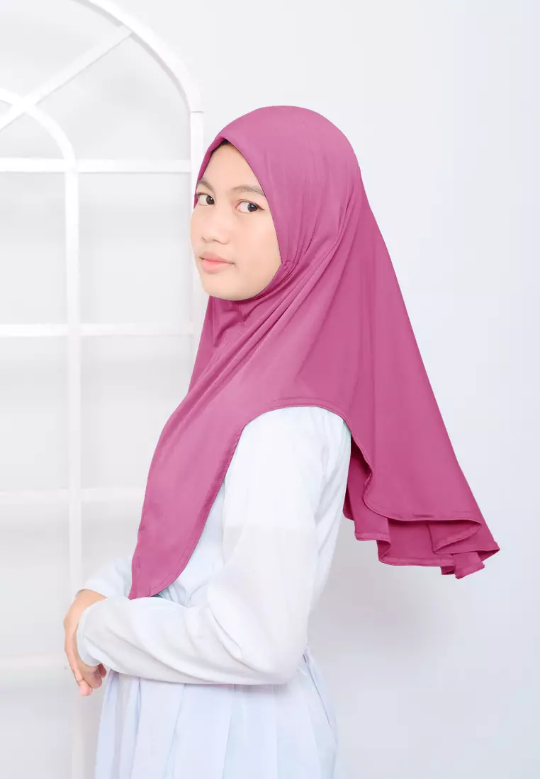 Cotton Bee - Hijab Instan Anak | Zura Tali Bergo Non Pad - Rosebud - XL 