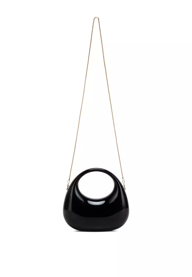 Tas Genggam Mini Metalik Akrilik Warna Hitam