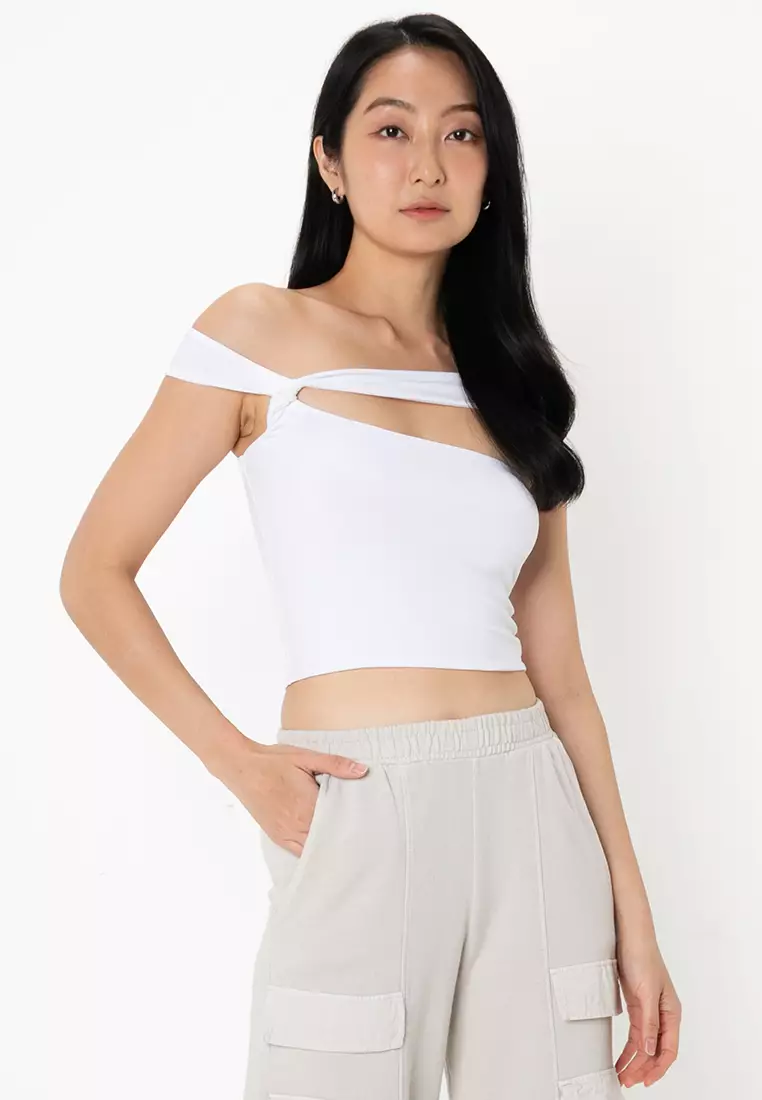 正規品【OPEN YY】KNOTTED OFF-SHOULDER TOP OPEN YY