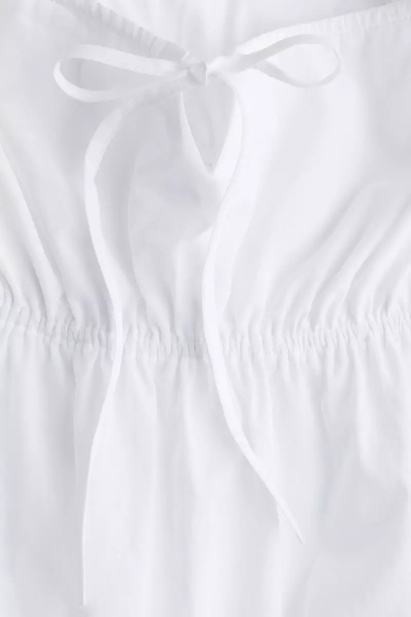 Drawstring-detail flared-skirt dress