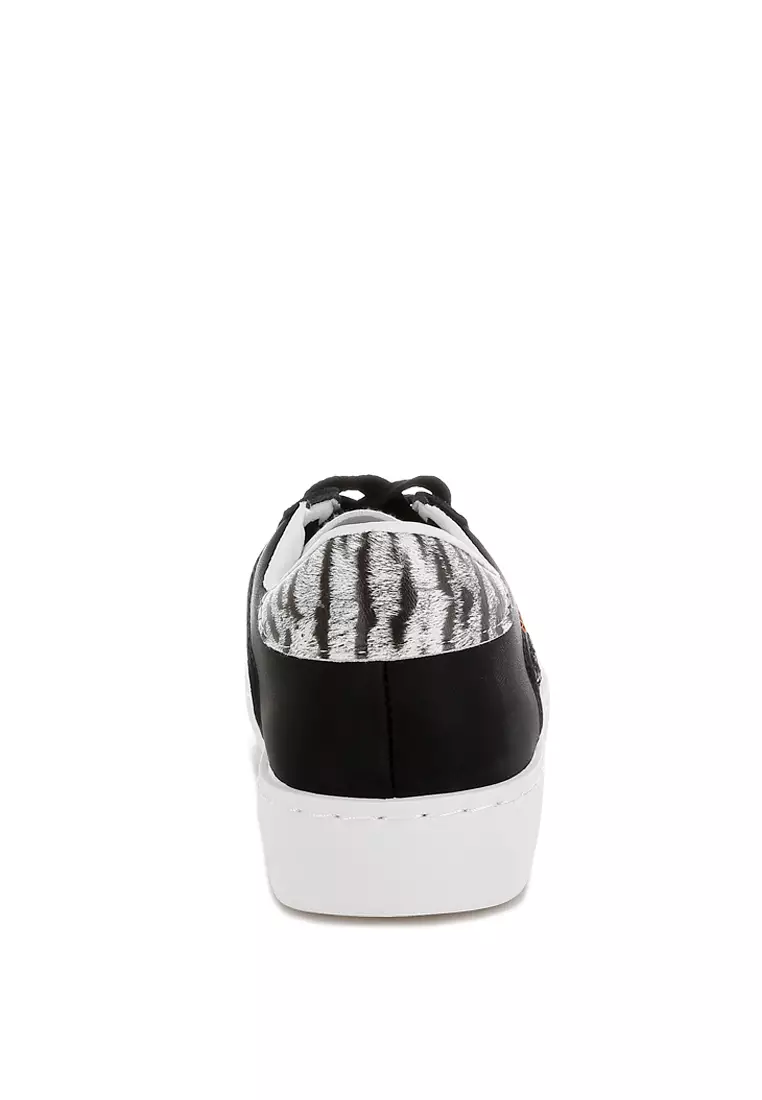 Sepatu Kets Kulit Imitasi Glitter Warna Hitam