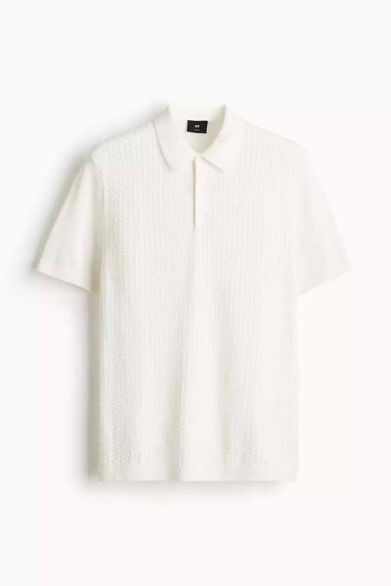 Slim Fit Cable-knit polo shirt