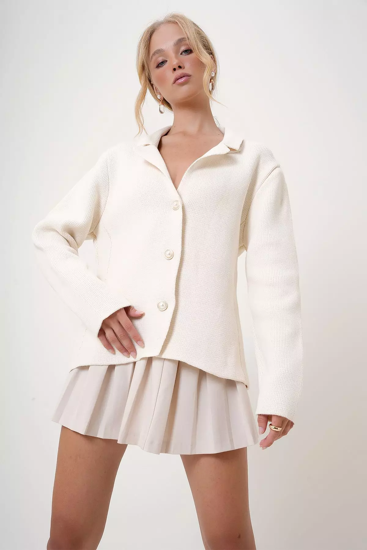 Beige Straight Comfort Jacket