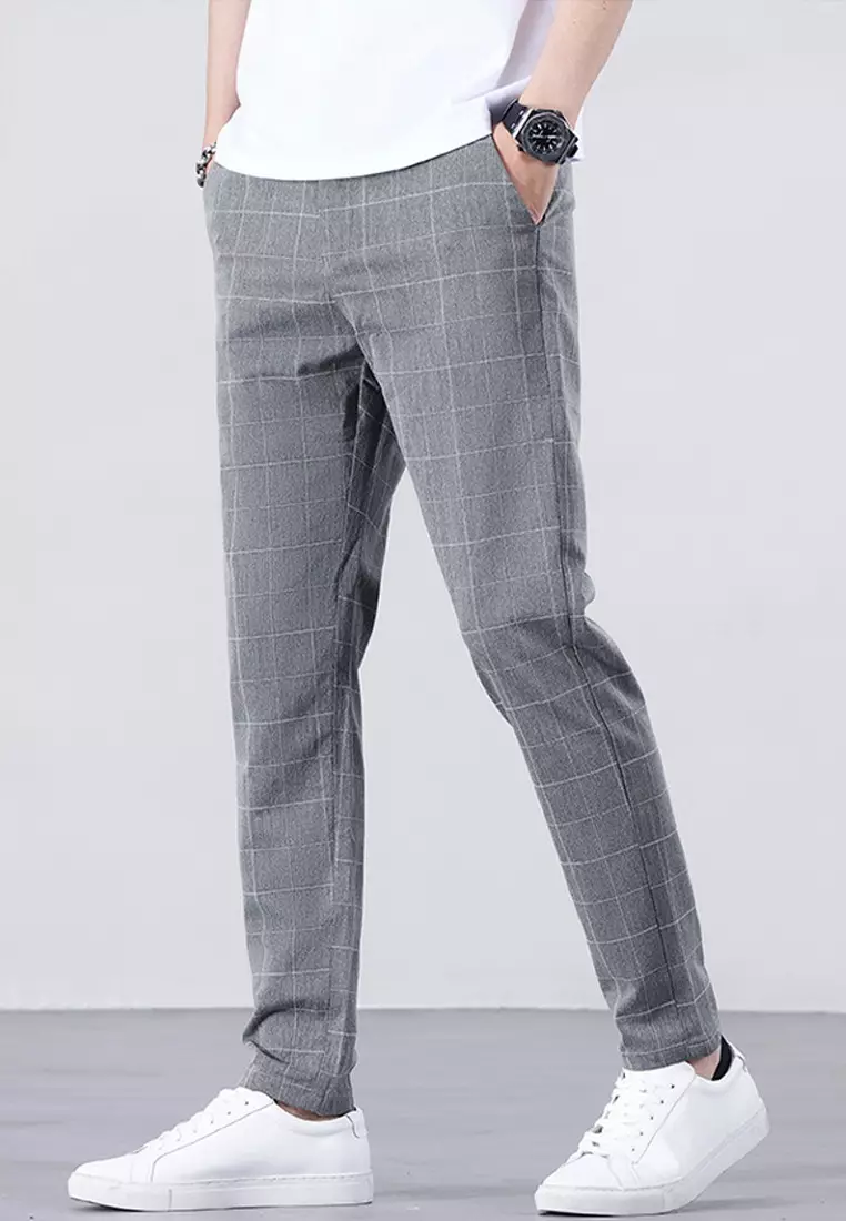 Checked Slim Fit Suit Pants