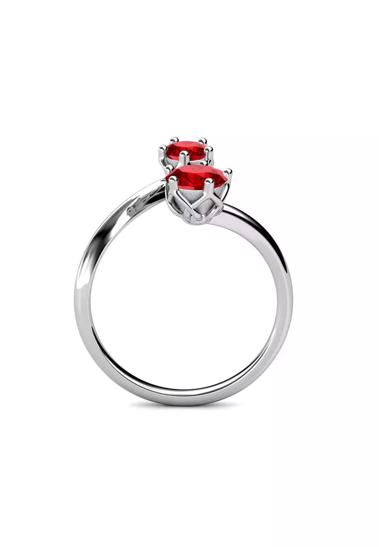 Birth Stone Ring July Ruby WG - Cincin Crystal by Her Jewellery