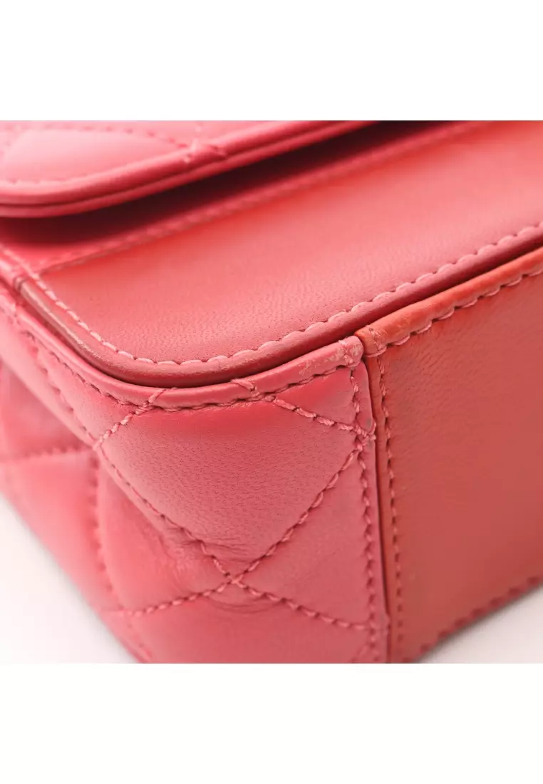 Pre-Loved Chanel matelasse chain shoulder bag leather Red multicolor gold hardware