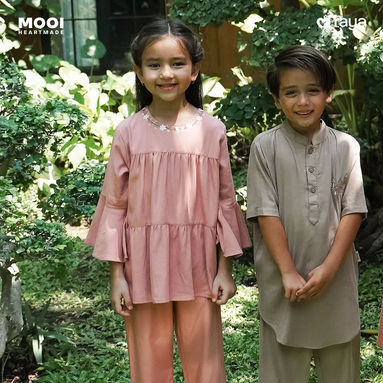 Mooi Setelan Anak Perempuan Raya Collection Nuha Tunik Set V1 - Pink Rose