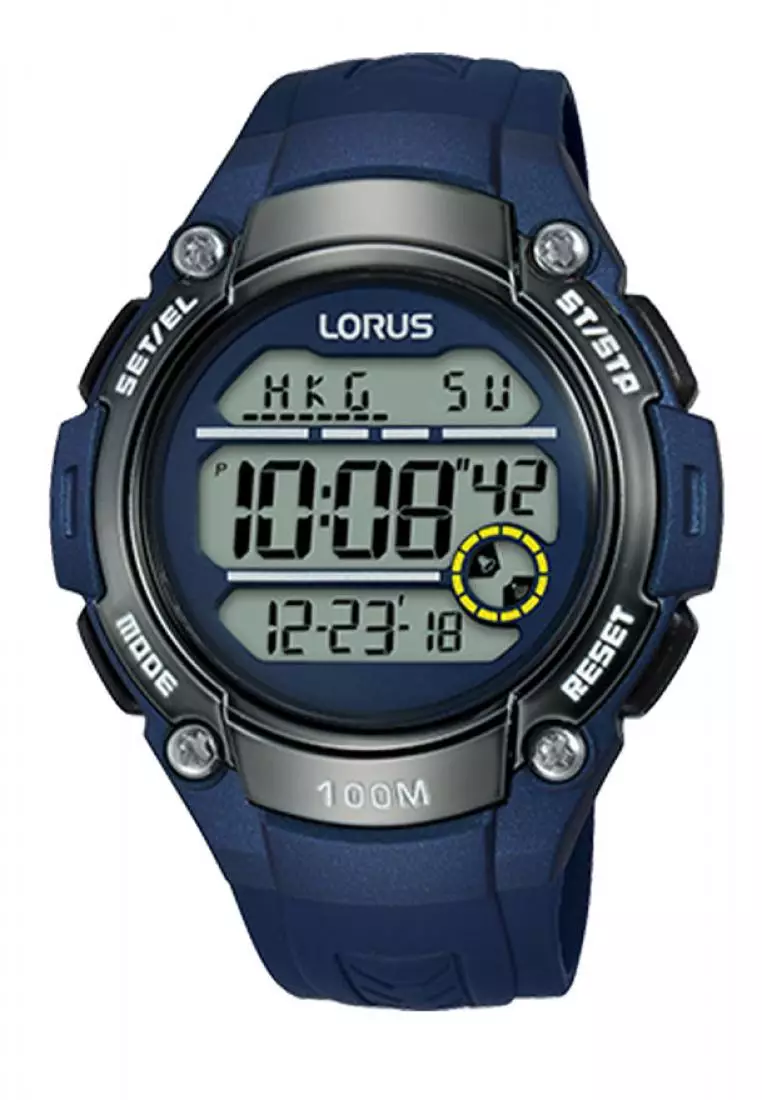 Jam Tangan Pria Lorus Original Garansi Resmi R2329MX9 Strap Silicon Blue Digital
