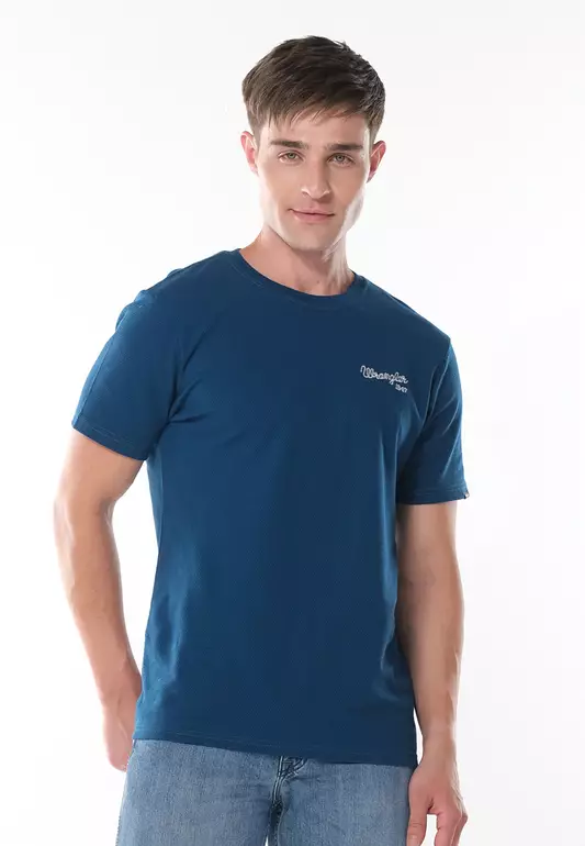 Plain Logo T-Shirt for Men in Atlantic Color