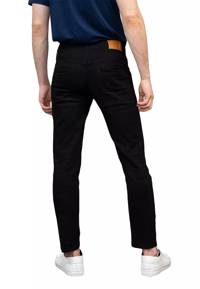 Celana Chino Panjang Pria Slim fit Stretch Jeans Hitam