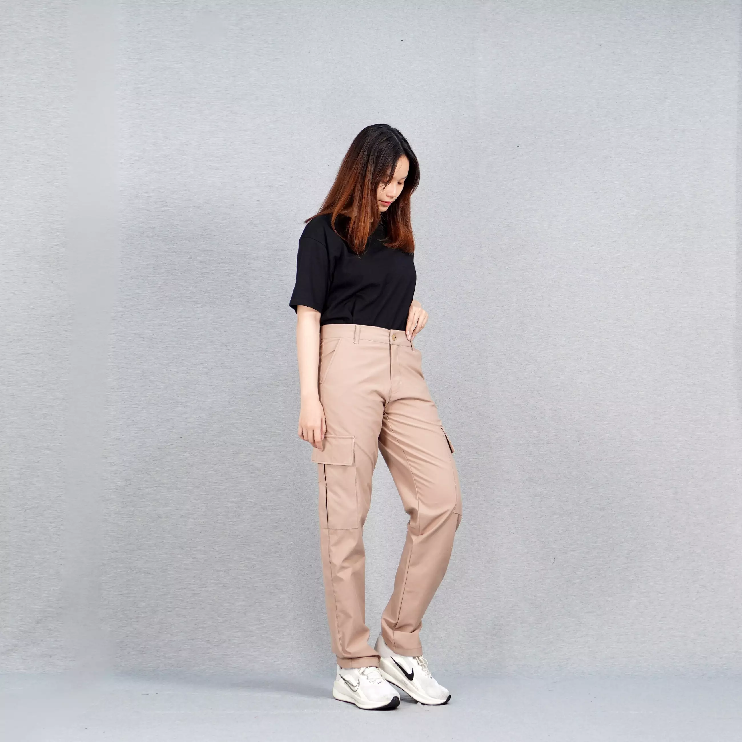 RAYSA Celana Cargo Panjang Wanita Celana Cargo Earth Tone Wanita - Coksu