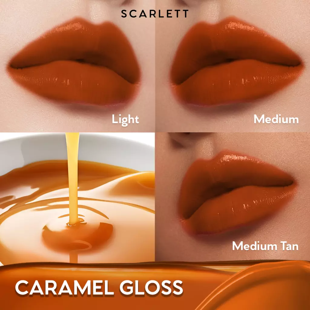 [NEW] SCARLETT GLASS GLOW TINTED LIP BALM CARAMEL GLOSS  - Moisturizing & hydrating, natural lip color, plumpy lips, cover bibir gelap, mencerahkan bibir, UV Filter