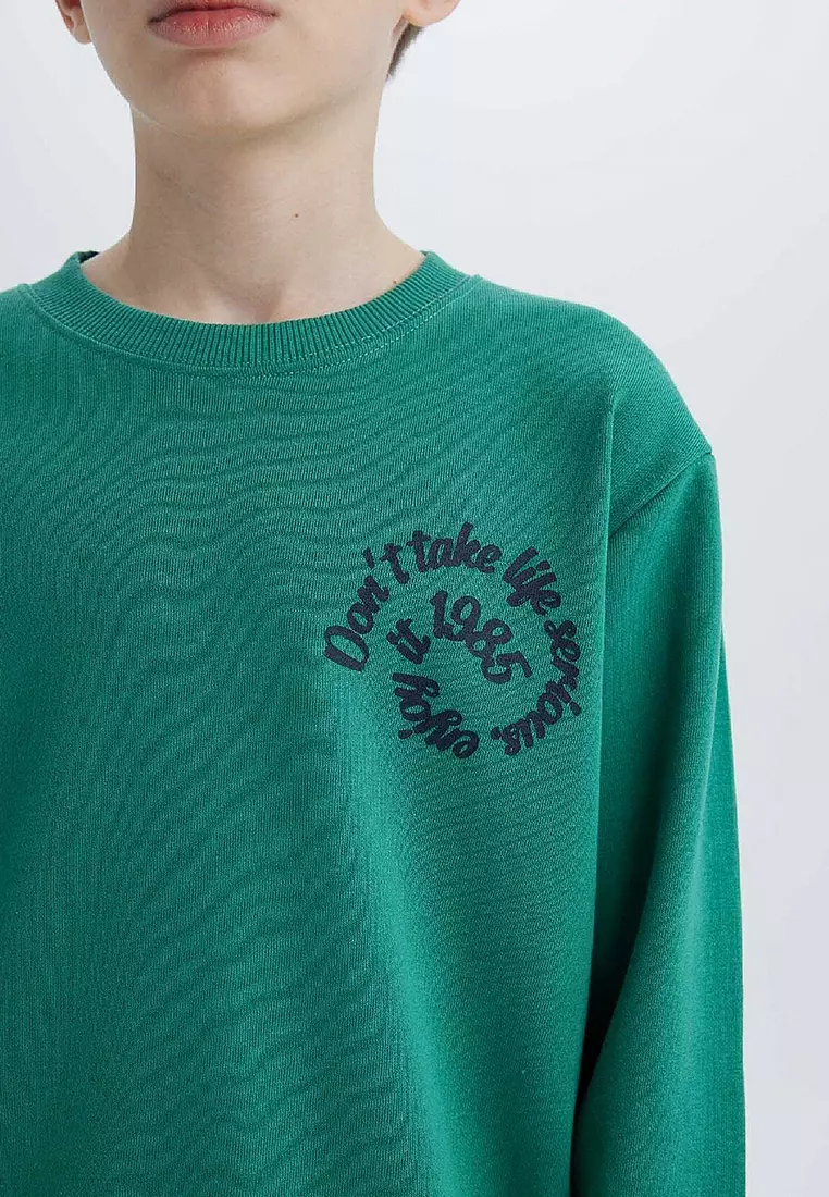 Crew Neck Back Printed Sweatshirt