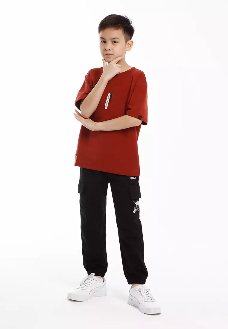 Forest x Onepiece Luffy Premium Cotton Oversized Kids Tee - FOK20008-58BrickRed
