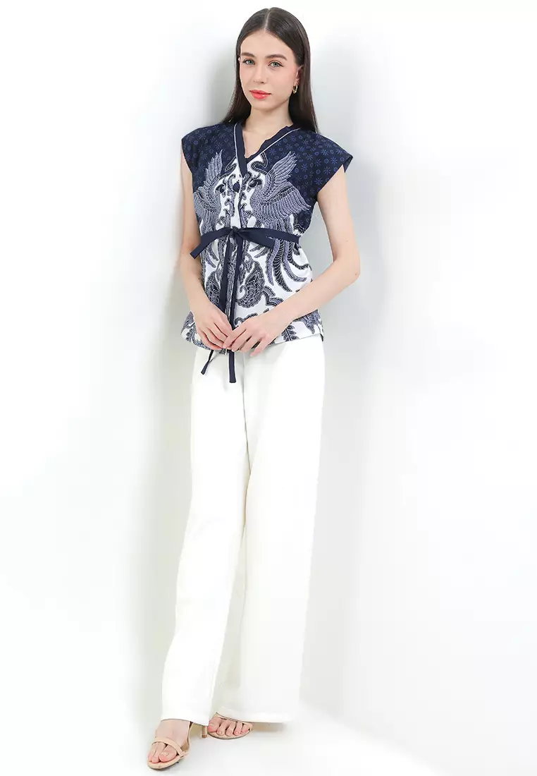 Vest Rompi Outer Atasan Wanita Aldora Navy Katun Premium